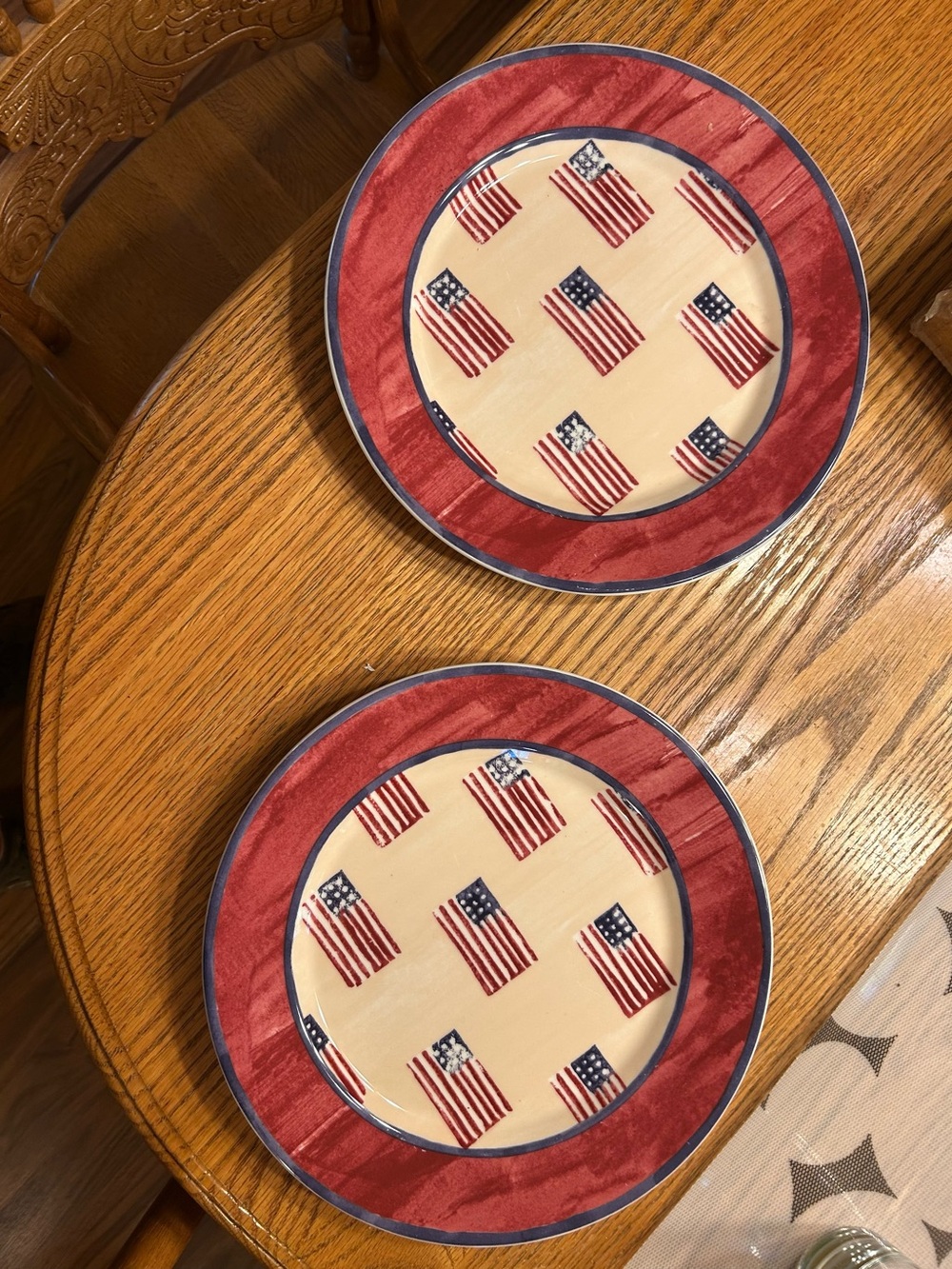 Patriotic Flag Dinner Plates - Red Accent